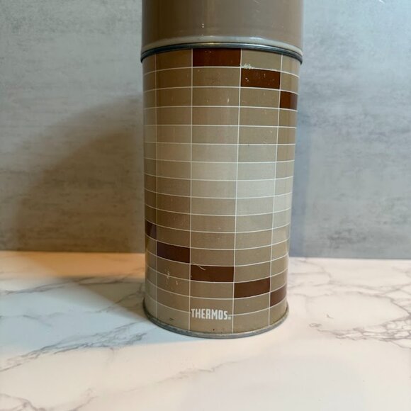 Vintage Thermos King Seeley Pint Bottle – Wide Mouth - Brown Geometric Ombre - Picture 4 of 8